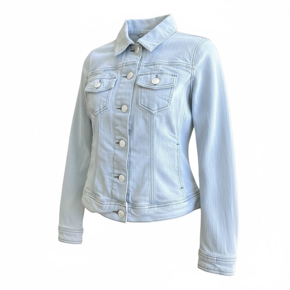 Boden Womens White Denim Trucker Jean Jacket Medium Classic Small Preppy 90s